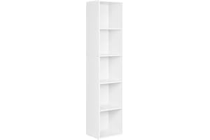 WOLTU Bookcase, White Book Shelf 5 Storage Cubes Unit, Tall Freestanding Bookcases for Living Room,Bedroom
