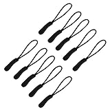 NUOLUX 10pcs Zip Tags Cord Pulls Zipper Extension Zip Slider Replacement(Black)