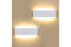 Schiele 2 Piezas Aplique pared Interior 12W 2800K Blanco Cálido Moderno Lámpara de Pared 960LM Aluminio Arriba y Abajo Aplique led 230V Iluminación para Sala de Estar Escalera Pasillo Decoración 30cm