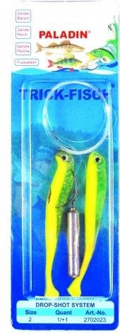 2 Stück Trick Fisch Drop Shot System Hecht/Zander, Gr.1/0, 15 g, grün