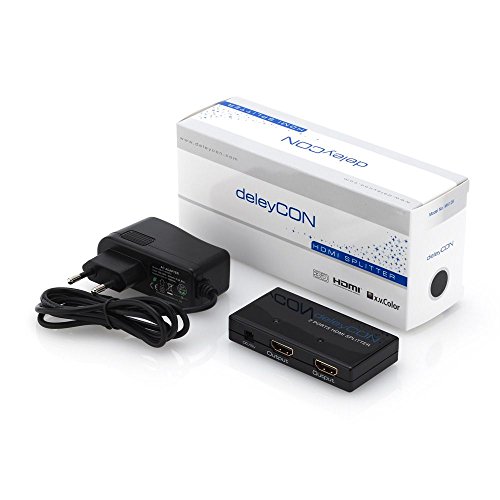 deleyCON HDMI Splitter / Verteiler 2 Port Automatisch – 3D Ready bis 1080p – mit Verstärker – [1x IN / 2x OUT] - 4