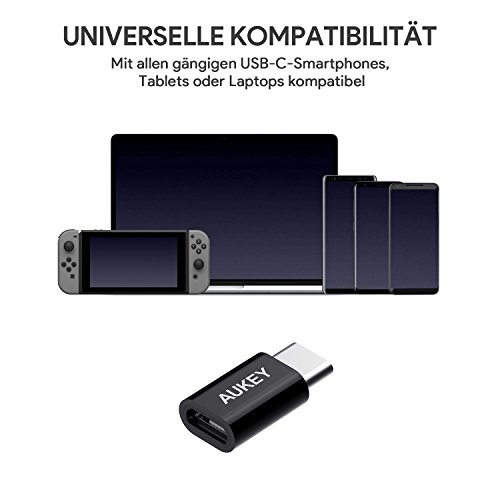 AUKEY USB C Adapter auf Micro USB [ 3 Stücke ] für USB Type C Geräte für Samsung Galaxy S8 / S8+， OnePlus 2 / 3 ， Lumia 950 / 950XL , Huawei P9 ， MacBook Pro 2016 ，usw. - 5
