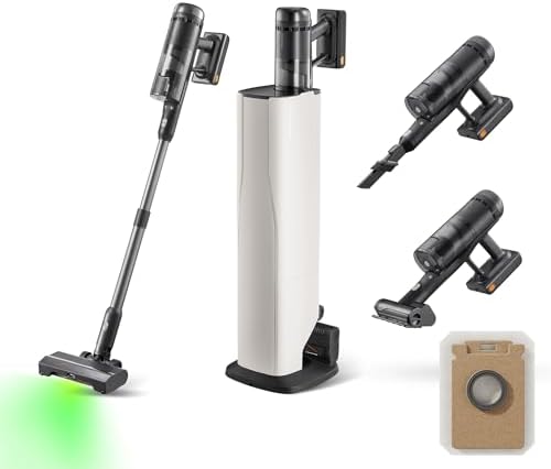 roborock H60 Hub Ultra Aspirapolvere Senza Fili con Base Auto-Svuotante, 210 AW Aspirazione Potente, 90 min, Luci LED 140°, Spazzola Anti-Groviglio Multisuperficie, per Peli di Animali, Tappeti