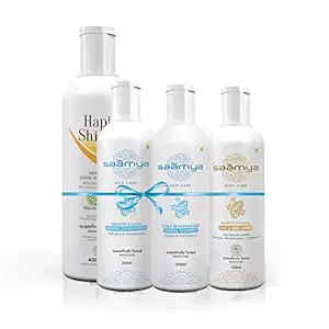 HAPIKEY Shampoo, Conditioner, Face & Body Wash and Sanitizer Combo Teens & Adults [Unisex] | 200 + 400 | Herbal, Natural, Ayurvedic & Child Safe