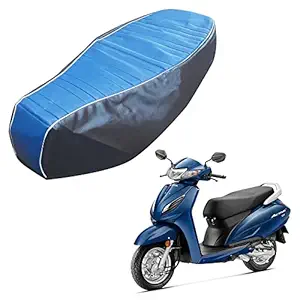 AXWee PU Leather Designer Bike Scooter Seat Cover for Honda Activa 4G (Black Blue)