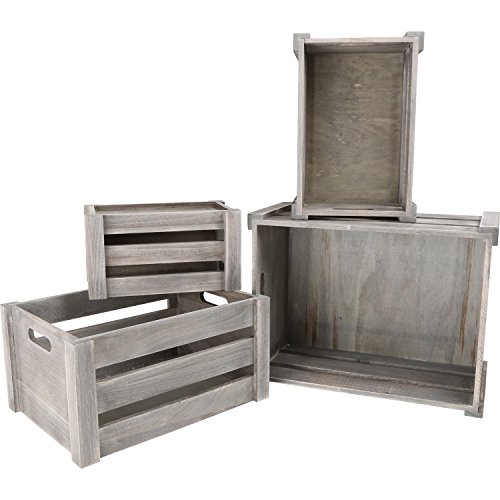 Holzkisten „Shabby Chic“ im 4er Set, als Deko- oder Transportmöglichkeit, schöner Shabby-Look durch das abgeschliffene Holz, universell einsetzbar
