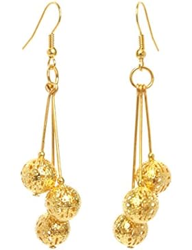 2LIVEfor Handmade Ohrringe lang hängend Kugeln Gold und Silber Design Indisch Orientalisch Lange Ohrringe Gold...