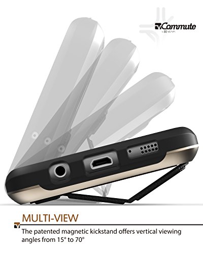 Galaxy S7 Edge funda  Vena  vCommute  Cuero Billetera Case Tarjeta de la ranura del sostenedor  cubierta elegante  Heavy Duty Wallet Cubrir con pie de apoyo para Samsung Galaxy S7 Edge  Oro 