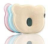 Happy Cherry Babykopfkissen gegen Plattkopf / Baby Kopfkissen gegen Verformung des Hinterkopfs / Babykissen aus Memory Foam für den Halswirbel, Viskoelastischer Schaum – Bärchen Hellblau, Beige oder Rosa - 5