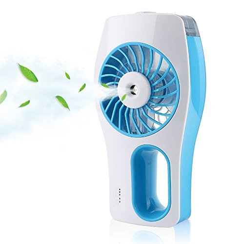 Mini USB Ventilator, Vitutech Ventilator Luftbefeuchter Mini Standventilator mit Kühlung /USB wiederaufladbare Ventilator ini Ventilator für Reisen und Heiße Sommeraußen (Blau)