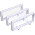 Skelang 3 Pcs Coin Display Case, 3d Floating Frame Display Holder, Coin Display Stand for Coin, Stamp, Jewelry, 23 × 9cm (White)