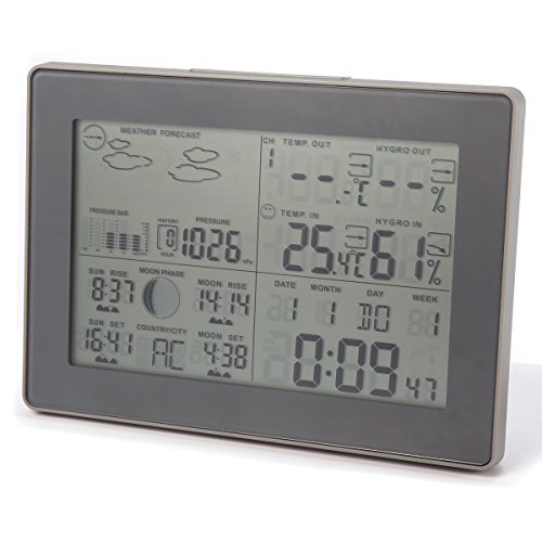 LCD Funkwetterstation Wetterstation Hygrometer inkl. Außensensor Innen- und Außentemperatur mit Wettervorhersage Temperatur Luftfeuchtigkeit - 4