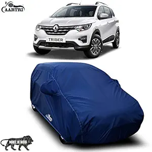 CREEPERS Water Resistant Dust Proof Car Body Cover Compatible with Renault Triber (Navy Blue with Mirror)