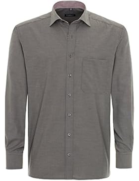 ETERNA Herren Langarm Hemd Comfort Fit grau strukturiert mit Patch 8104.38.E147