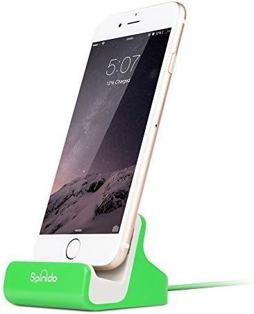 iPhone Dock with MFI Lightning Cable Connector, Spinido Charge and Sync Stand for Desk Compatible With iPhone 6/6 plus/5/5s (Updated Version) (Green)