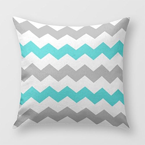 Turquoise And Grey Chevron Throw Pillow Cover for Sofa or Bedroom