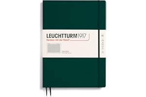 LEUCHTTURM1917 370274 Libreta Master Slim (A4+) 225 x 315 mm, Tapa Dura, 123 páginas numeradas, Forest Green, Cuadriculada