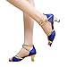 Produktbild Deloito Damen Sexy Elegant Rumba Waltz Sandalen Prom Ballsaal Lateinische Salsa Tanzschuhe Party Hochzeit Spitze Absätze Weicher Boden Tanzschuhe (Blau,40 EU)