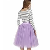 Tyhbelle Damen 7 Layer lang Tutu Tüll Röcke Gefalteter mit Gummizug Lolita Petticoat Tuturock (Lavendel) - 