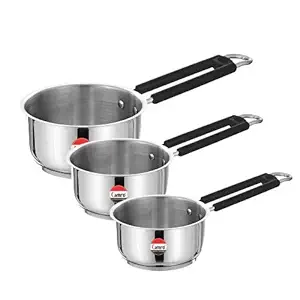 CAMRO Sauce PAN ENCAPSULATED Bottom Induction Base Stainless Steel Set of 3 (1.5 L, 2.1 L & 2.5 L)