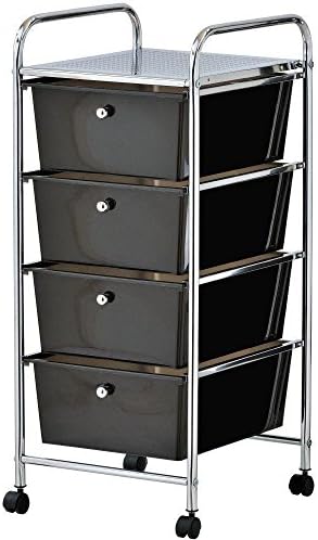 Generic Salon M Hairdressers Salon ers S On Wheels Wheels Black Drawer Plastic age Tro Makeup Large astic Stor Storage Trolley