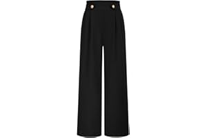 Belle Poque Eleganckie spodnie damskie Palazzo z kieszeniami, szerokie spodnie, elastyczna talia, czas wolny, biznes