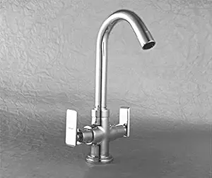 Hagar VENTO VE-014 Basin Mixer Twin Handle with 450 mm SS connection pipe for Bathroom and Bathroom Fixtures