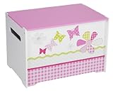 Patchwork Butterflies and Flowers Kids Toy Box - Childrens Bedroom Storage Chest with Bench Lid by HelloHome (Kitchen &amp; Home)