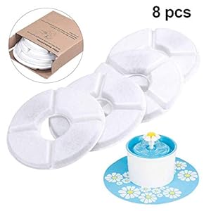Filtro de Fuente de Agua para Mascotas, Paquete de 8 Algodón Activado carbón Filtros Reemplazo para Guardando Perro Gato Flor Fuente de Agua Potable Limpio y Fresco