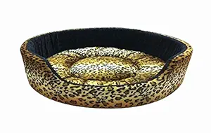 ALANO Suede Cozy Reversible Round Leopard Print Soft Dog/Cat Bed (Small)