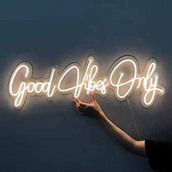 Yata Good Vibes Only Neon Light Wall Hanging LED Sign for Room Decoration, Bedroom, Neon Signs Decor for Room Wall, Neon Led Lights, Neon Sign Board for Boys Girls (18*10 inch)