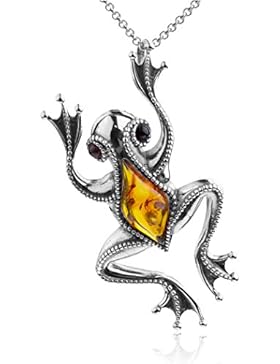 Bernstein Sterling Silber Frosch Anhänger Kette 46 cm