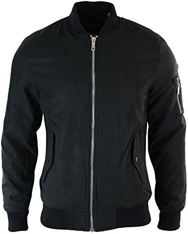 Mens MA1 PU Suede Bomber Varsity Jacket Quilted Smart Casual Harrington Coat