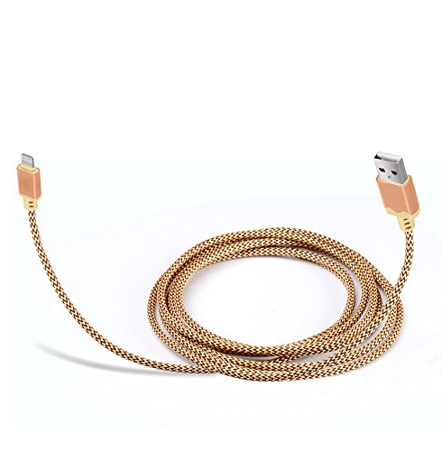 iProtect Lightning USB Ladekabel 1m Nylon Datenkabel knotenfrei für Apple iPhone 5, 5s, 5c, iPhone 6, 6s, 6 Plus, 7, 7 Plus, iPod und iPad in gold - 3