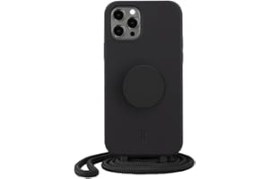 JE JUST ELEGANCE PopSockets x Just Elegance iPhone Hülle - Necklace Case - Handyhülle kompatibel mit iPhone 12 und 12 Pro 6,1" - iPhone Schutzhülle mit Abnehmbarer Kordel und Fingerhalter (Schwarz)
