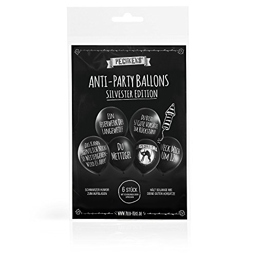 Pechkeks Anti-Party Ballons – schwarze Luftballons mit Ansage – Silvester Edition - 8
