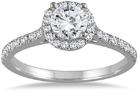 Silvernshine Jewels 1 Ct Diamond Halo Solitaire W/Accents Engagement Ring In 14k White Gold Fn 925