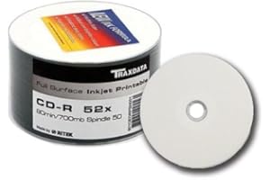 NATUREINKS 100 Genuine Traxdata Ritek White Hub Inkjet Printable CD-R 8x 700MB 80 mins in Shrinkwrap (2 x 50 packs)