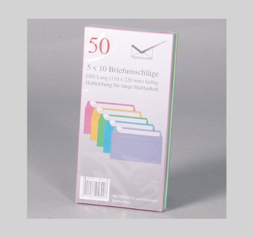 Preisvergleich Produktbild 50 Briefumschläge bunt DIN Lang