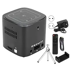 Mini Projector, Portable WiFi Projector 1080P Full HD Video Projector with 120In Projector Screen, Household Projector Compatible with Smartphone Laptop USB PS4, Gift for Relatives and Friends (EU)