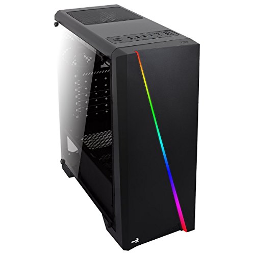 Aerocool Cylon - Caja de Ordenador para PC  semitorre  ATX  Panel Lateral acr  lico  LED RGB en Panel Frontal  13 Modos de iluminaci  n  Incluye Ventilador Trasero 12cm  USB 3 0   Color Negro