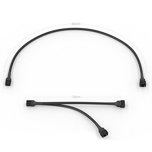 KabelDirekt 3-Pin Lüfter Verlängerungskabel 60 cm + 3-Pin Lüfter auf 2x 3-Pin Lüfter Y-Kabel 15 cm - 2