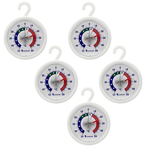 Conjunto termómetro 5 pcs. Nevera - congelador - termómetro redondo con gancho para colgar, analógica y bimetálicas. Termómetro digital para nevera juego de fabricación alemana