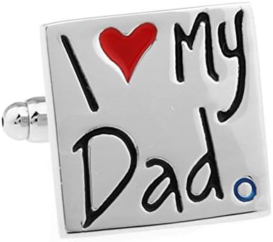 Steel Metal I Love My Dad Heart Silver Shirt Copper Cufflinks Best Gift for Father'day