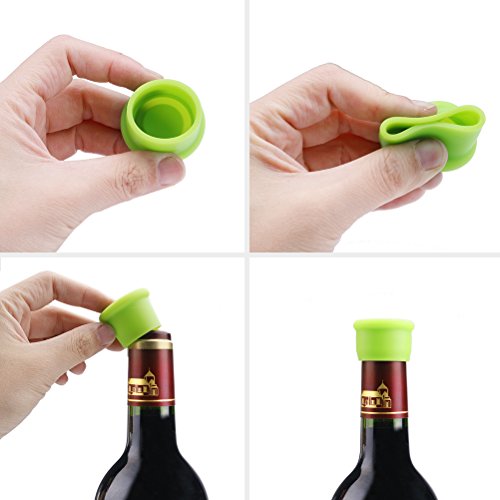Vicloon Packung mit 5 Silikon Kronkorken, Weinflasche Caps / Bier Sealer Abdeckung, verschiedene Farben Reusable - 3
