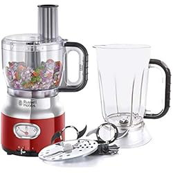Russell Hobbs 25180-56 Robot Cuisine Multifonction 2,3L Retro, Hâche, Mixe, Tranche, Râpe, Compatible Lave-Vaisselle, Design Vintage - Rouge