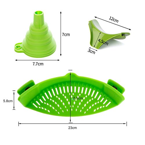 Joyoldelf Sieb aus silikon,Pfannensieb Topfsieb Schüsselnsieb,BPA Frei seiher, Hitzebeständiges küchensieb, Ungiftiges Material, Universelle Größe ( grün ) - 7