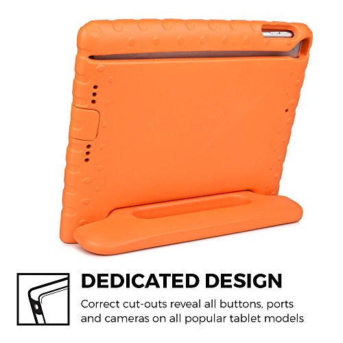 iPad Air hülle fur kinder, COOPER DYNAMO Beanspruchbare, strapazeirfähige, robuste, gepolsterte Hartschalenhülle mit integriertem Griff, Standfunktion & durchsichtigem Displaysschutz (Orange) - 4