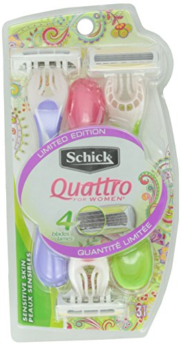 Schick Quattro For Women Sensitive Skin Hypo-Allergenic Aloe Disposable Razors 3 Ea
