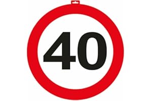 ‎CARPETA CARPETA® - Riesen Verkehrsschild * Zahl 40 * ┃ Ø 47,5cm ┃ Deko 40. Geburtstag ┃ Türschild und Straßenschild ┃ Mit & ohne Aufhänger